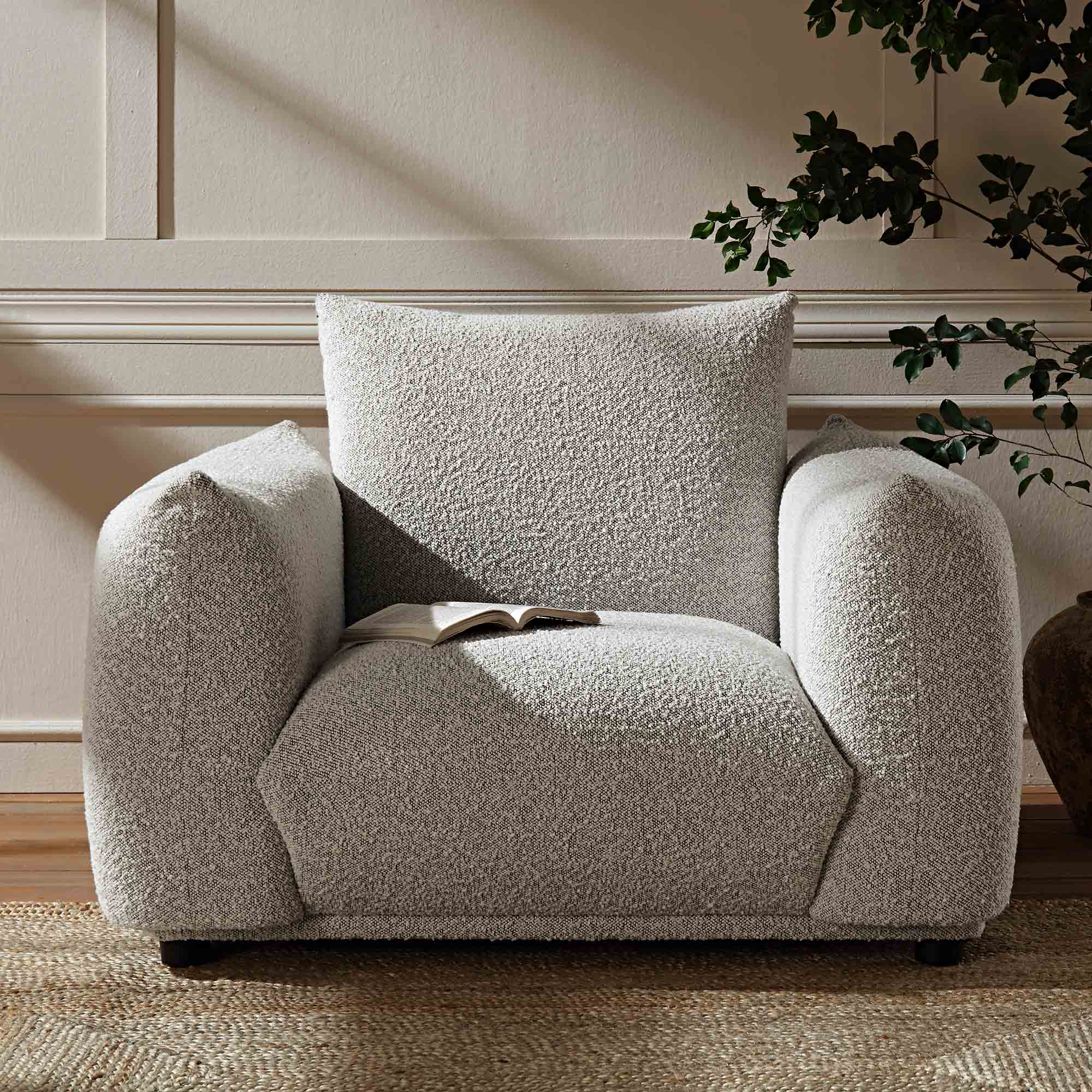Gianni Armchair, Mist Gray Boucle