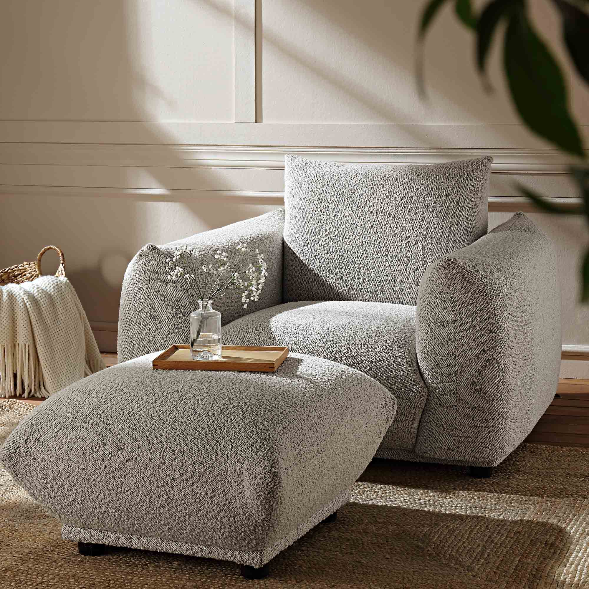 Gianni Armchair, Mist Gray Boucle