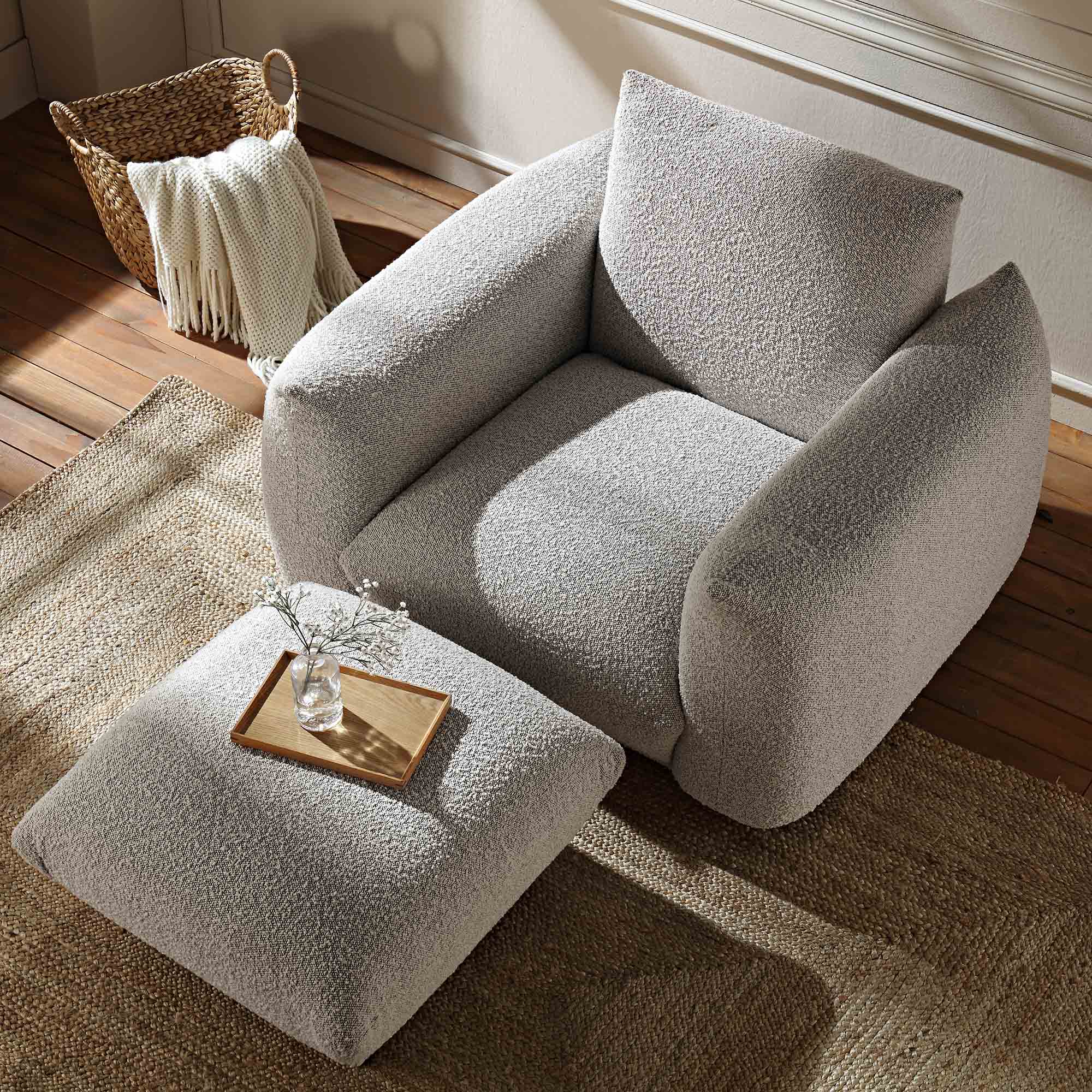 Gianni Armchair, Mist Gray Boucle